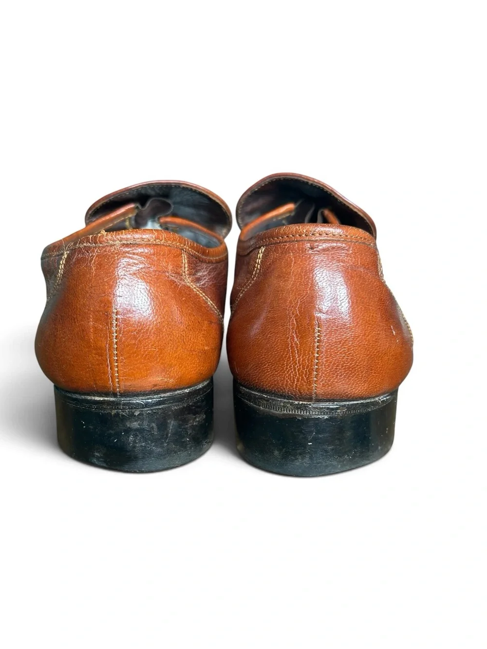 Vintage Florsheim Men's Leather Penny Loafers 1970s - Cognac Brown size 11D Moc